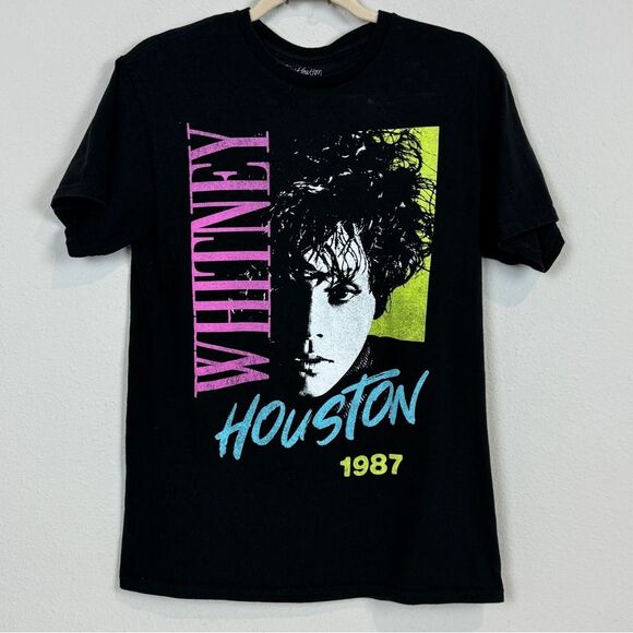 Whitney Houston PacSun Black Retro 80s T-shirt M - Picture 1 of 5